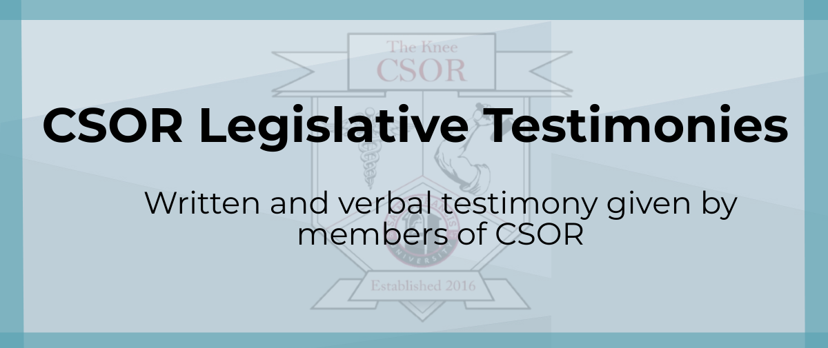 CSOR Legislative Testimonies